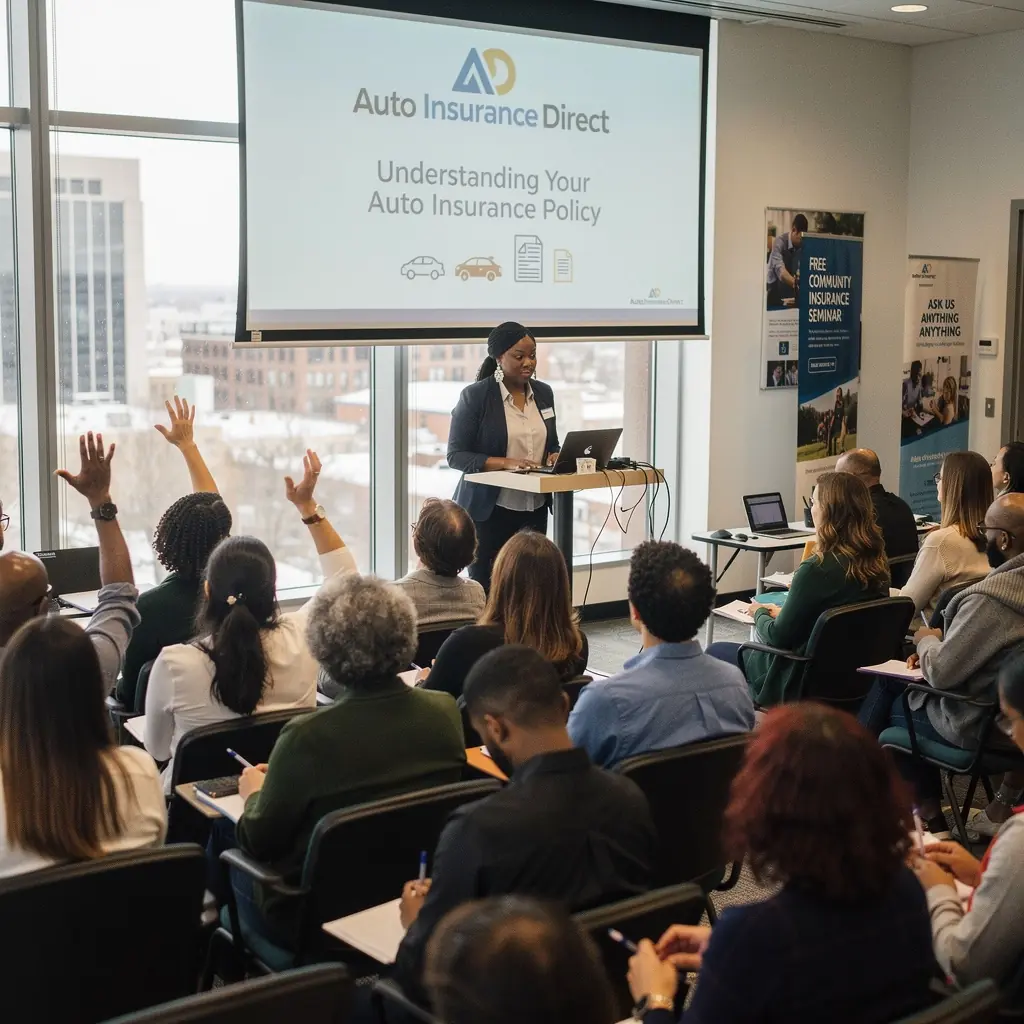 Ilustracja przedstawiająca różne scenariusze związane z ubezpieczeniem samochodu.