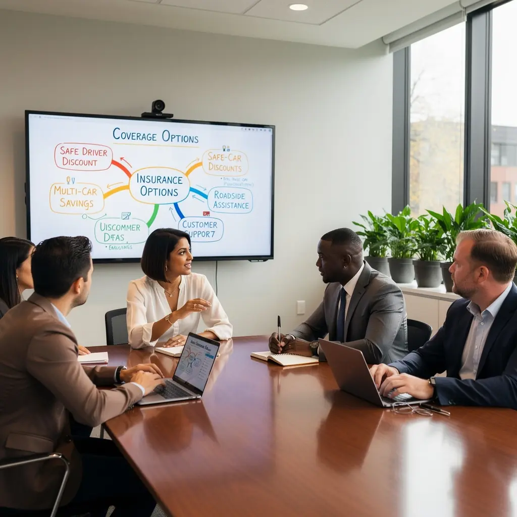 Ilustracja pokazująca różne rodzaje ubezpieczeń samochodowych dostępnych dla kierowców.