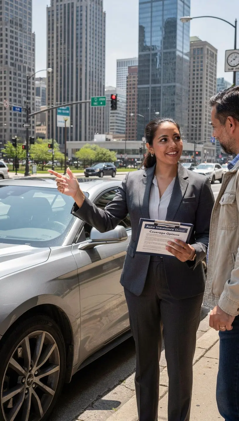 Zespół ekspertów ubezpieczeniowych, omawiających dokumenty w biurze.